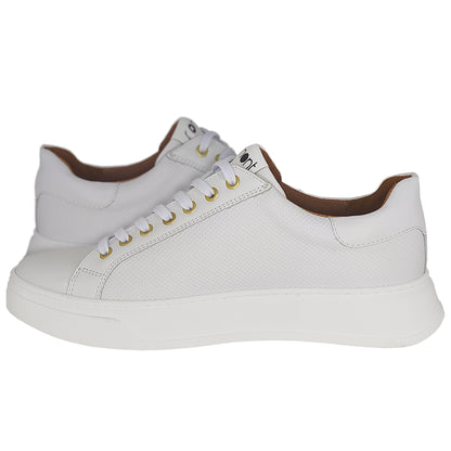 Χειροποίητα Δερμάτινα Sneakers Παπούτσια Λευκά 784 WHITE