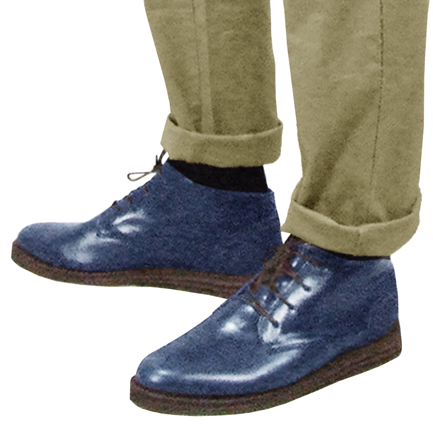 Χειροποίητα Chukka Boot Παπούτσια Δερμάτινα Μπλε KB 52 020 BLUE