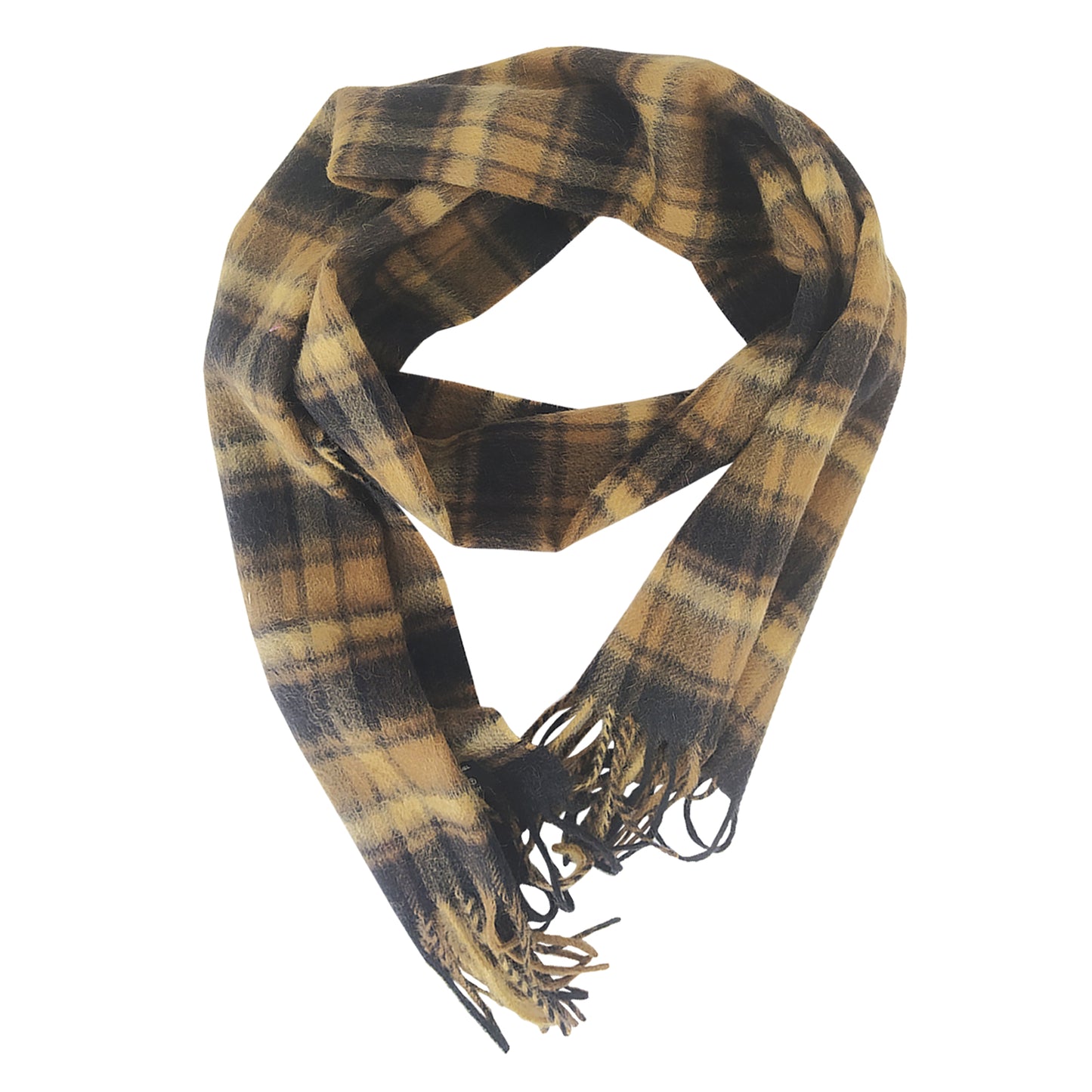 Brown Plaid Wool Scarf from Camel hair 050481007