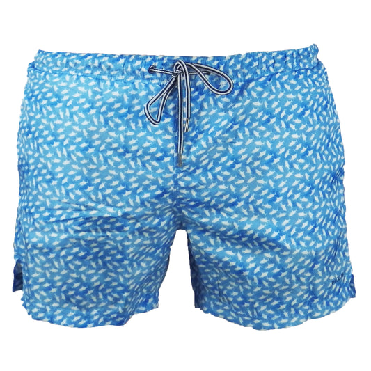 Blue Swimsuit with White Patterns 2124 BWF