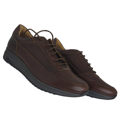 Handmade Sneakers Leather Shoes Brown 614 BROWN