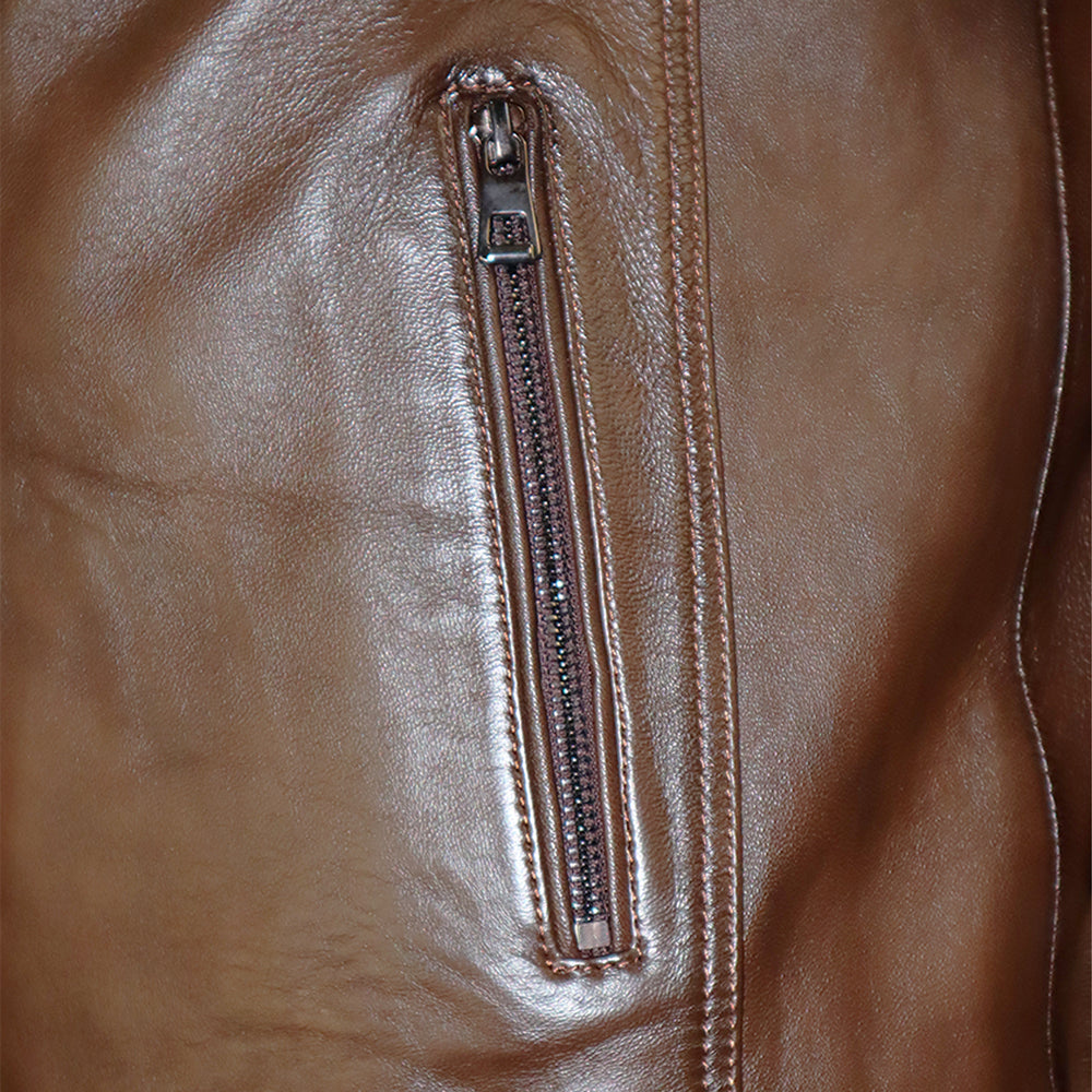 Cognac Leather Jacket MILE 3830 BROWN