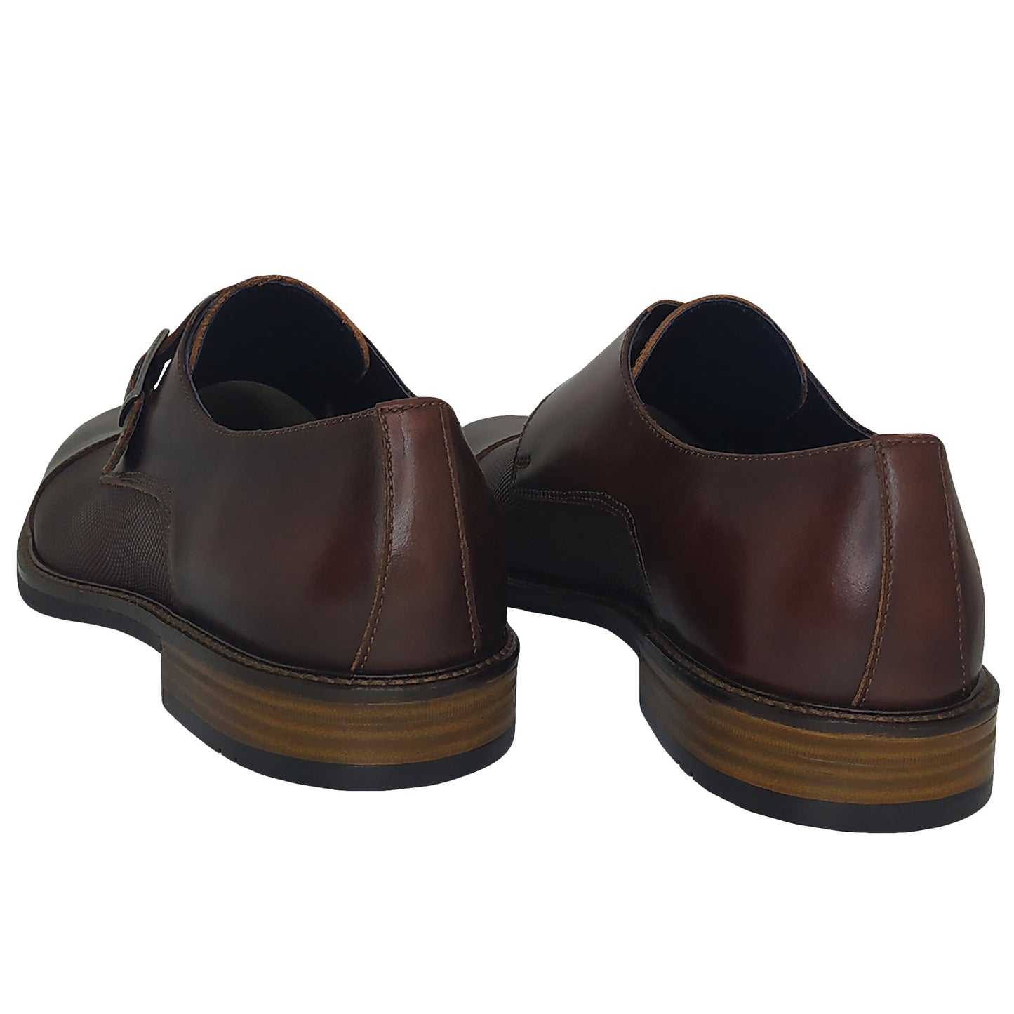 Handmade Leather Monk Straps Shoes with Brown Token 626