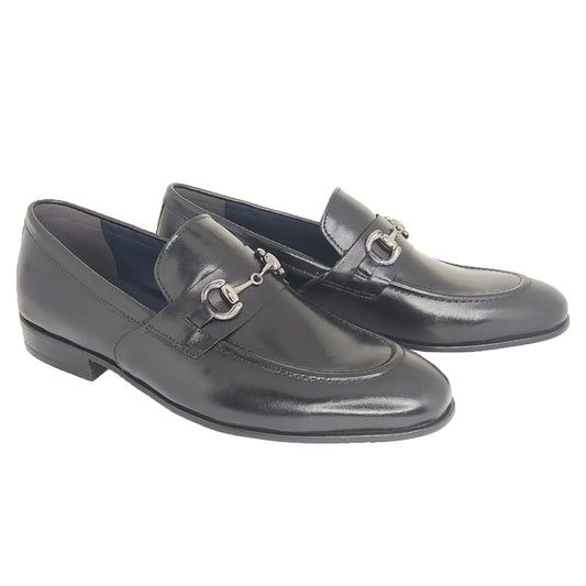 Handmade Loafers Leather Shoes Black 760 BLACK