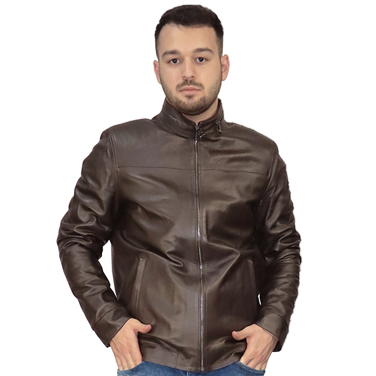 Dark Brown Leather Jacket DYLAN 3830 BROWN