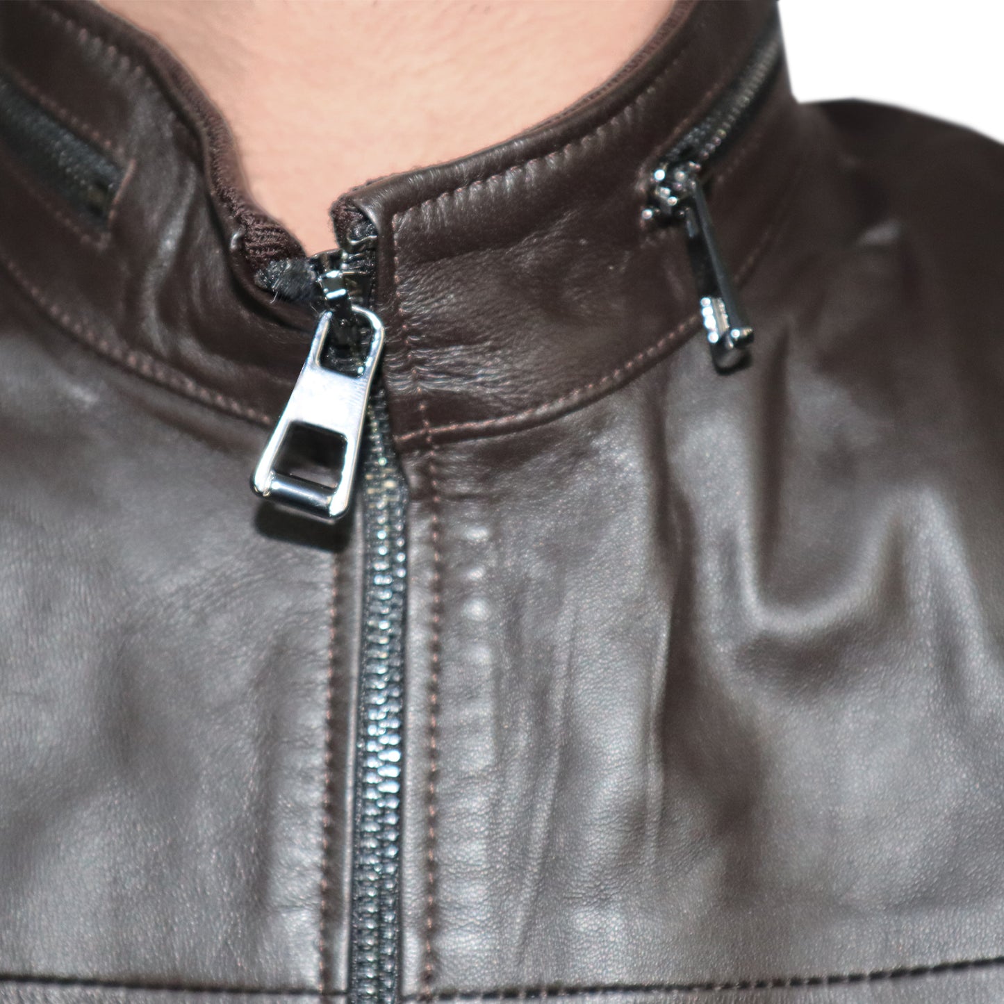 Dark Brown Leather Jacket DYLAN 3830 BROWN